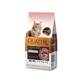 Quattro Cat Sterilized Salmon and Krill беззерновий корм для стерилізованих котів з лососем та крилем 7 кг