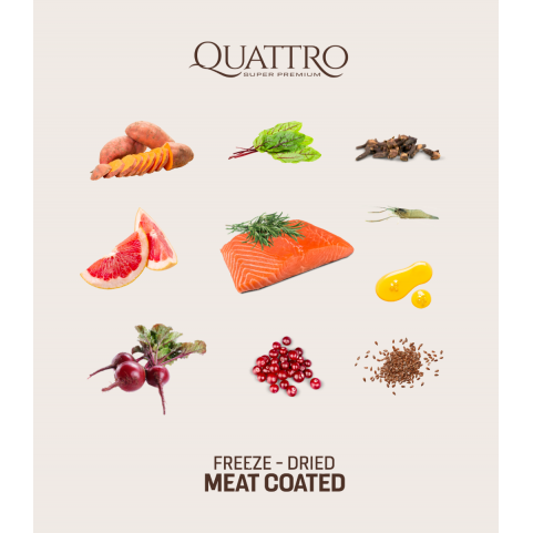 Quattro Adult Salmon Small Breed корм для дорослих собак дрібних порід з лососем та крилем 1,5 кг
