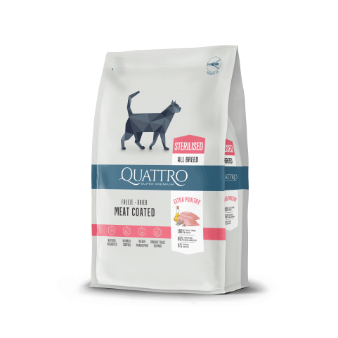 Quattro Cat Sterilized корм для стерилізованих котів з м'ясом птиці 7 кг