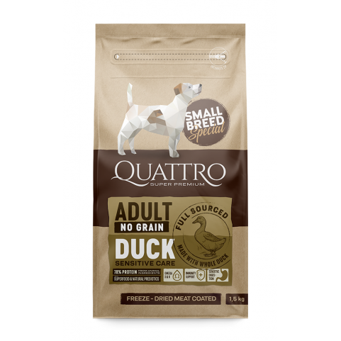 Quattro Adult Duck Small Breed корм для дорослих собак дрібних порід з качкою 1,5 кг