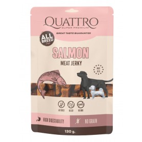 Ласощі Quattro м'ясні джерки з лососем 130 г Ласощі Quattro м'ясні джерки з лососем 130 г
