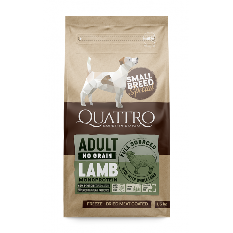 Quattro Adult Lamb Small Breed корм для дорослих собак дрібних порід з ягням 7 кг