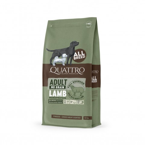 Quattro Adult All Breed Sensitive Lamb беззерновий корм для собак усіх порід з чутливим травленням з ягням 12 кг