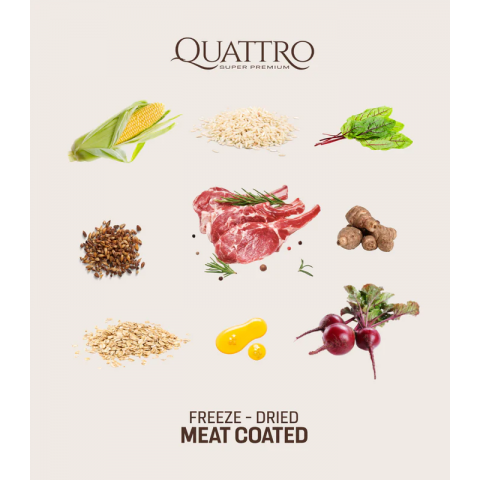 Quattro Adult All Breed корм для дорослих собак усіх порід з ягням 20 кг