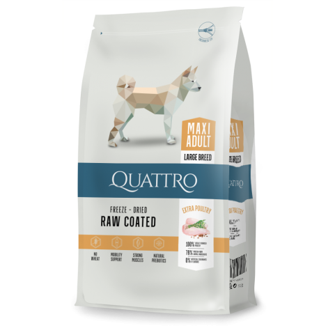 Quattro Maxi Adult корм для дорослих собак великих порід з м'ясом птиці  12 кг