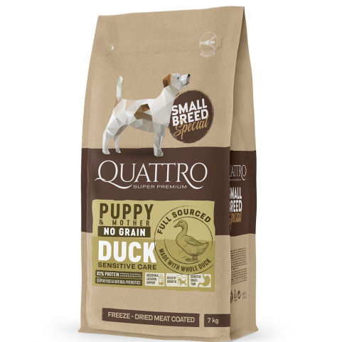 Quattro Puppy Duck Small Breed для цуценят, вагітних та лактуючих самок дрібних порід з качкою 7 кг