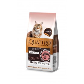 Quattro Cat Sterilized Salmon and Krill беззерновий корм для стерилізованих котів з лососем та крилем 7 кг Quattro Cat Sterilized Salmon and Krill беззерновий корм для стерилізованих котів з лососем та крилем 7 кг