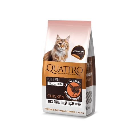 Quattro Cat Kitten Chicken корм для кошенят з куркою 1,5 кг Quattro Cat Kitten Chicken корм для кошенят з куркою 1,5 кг
