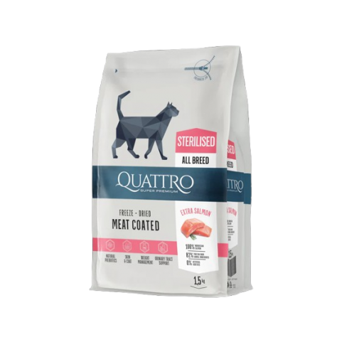 Quattro Cat Sterilized корм для стерилізованих котів з лососем 1,5 кг